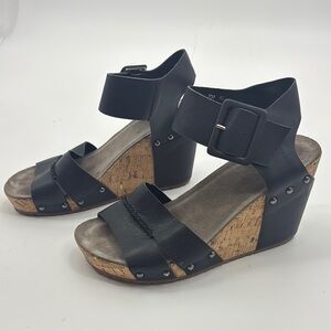 Black Antelope Wedge Sandals size 40